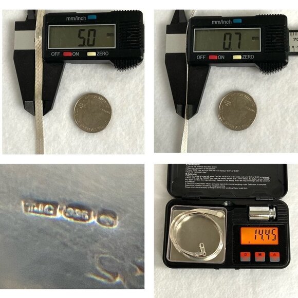 Sterling Silver 925 TJC 5MM Polished Flat Herringbone Chain Necklace 18" 14g - Picture 10 of 16